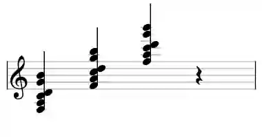 Sheet music of F 69#11 in three octaves